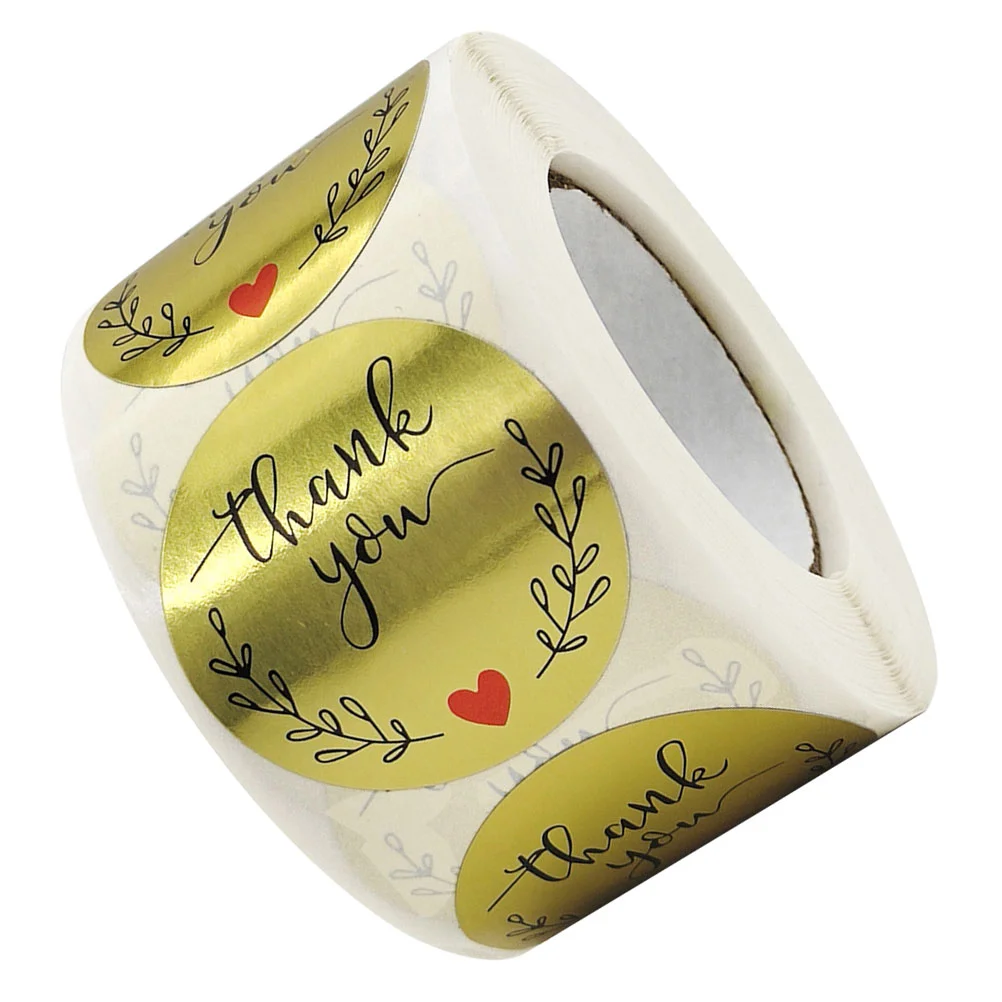 

1 Roll of Thank You Paper Stickers Wedding Gift Decorative Stickers (Golden)