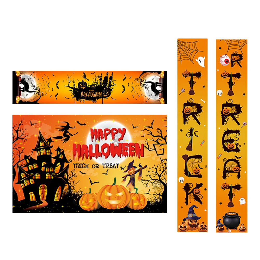 

1 Set Horror Retro Happy Halloween Tapestry Ghost Pumpkin Zombie Skeleton Head Wall Hanging Room Garage Kitchen Decoration