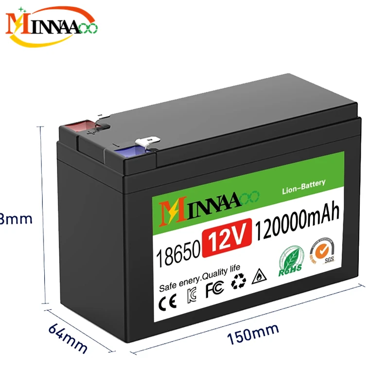 

New 12V 45Ah 50Ah 100Ah 120Ah lithium Battery Pack Lithium Iron Phosphate Batteries Built-in BMS For Solar Boat+12.6V Charger