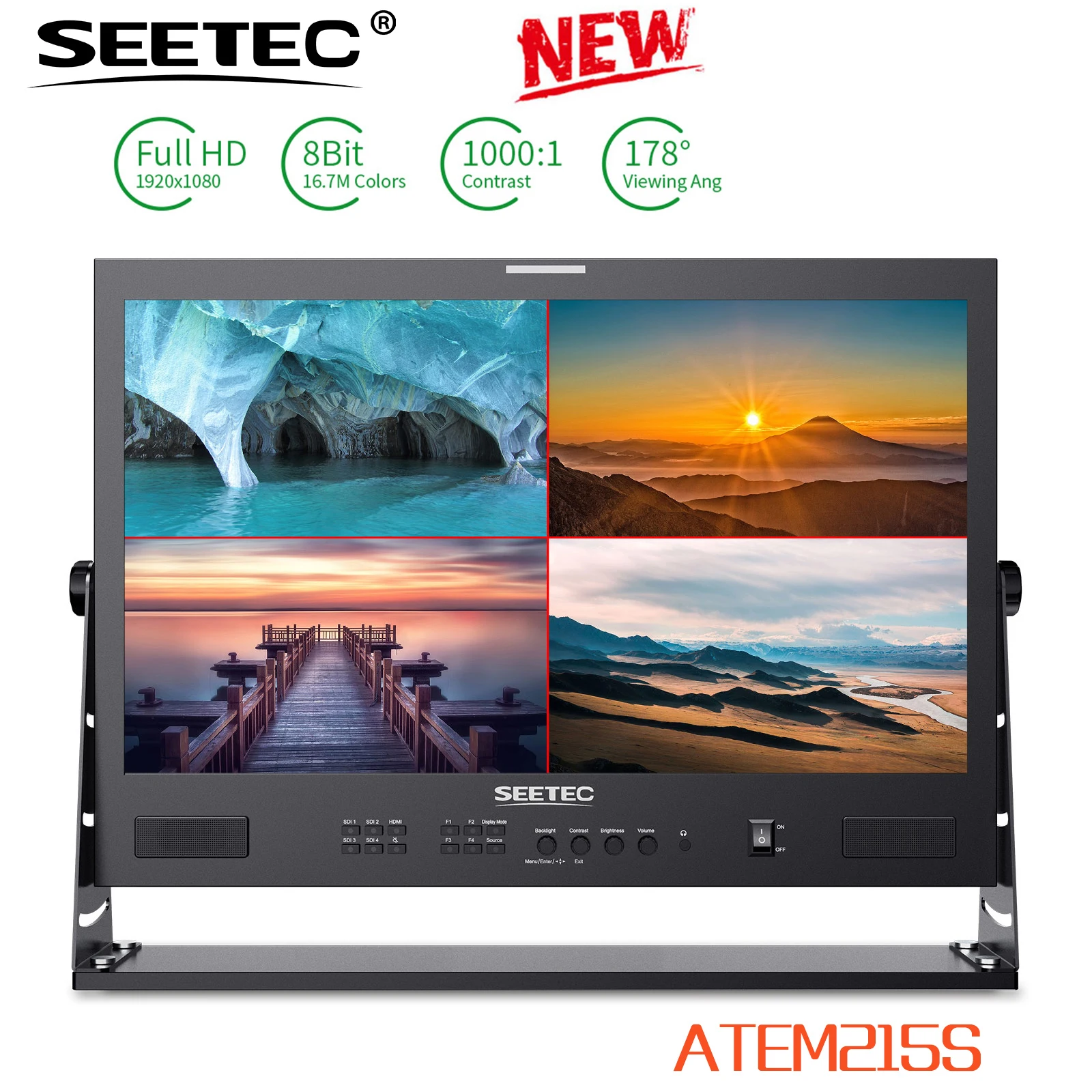 

SEETEC ATEM215S 21.5 inch Multi-camera Broadcast Monitor 3G-SDI HDMI 1920x1080 Full HD LCD 3D LUT HDR Waveform for Youtube Live