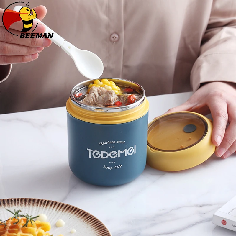 bento box 710ML Stainless Steel Lunch Box  for kids Drinking Cup With Spoon Food Thermal Jar Insulated Soup Thermos Containers l