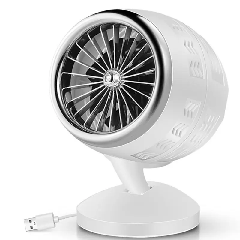 

Double-blade Turbine Table Tiny Round Fan Quiet Operation Adjustable Tilt 5-20 ° Rotating USB Rechargeable Household