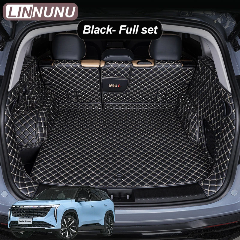 

Коврик в багажник LINNUNU для GEELY Starray Boyue L Atlas II, всепогодный черный кожаный коврик в багажник, водонепроницаемый коврик для багажника, напольный коврик
