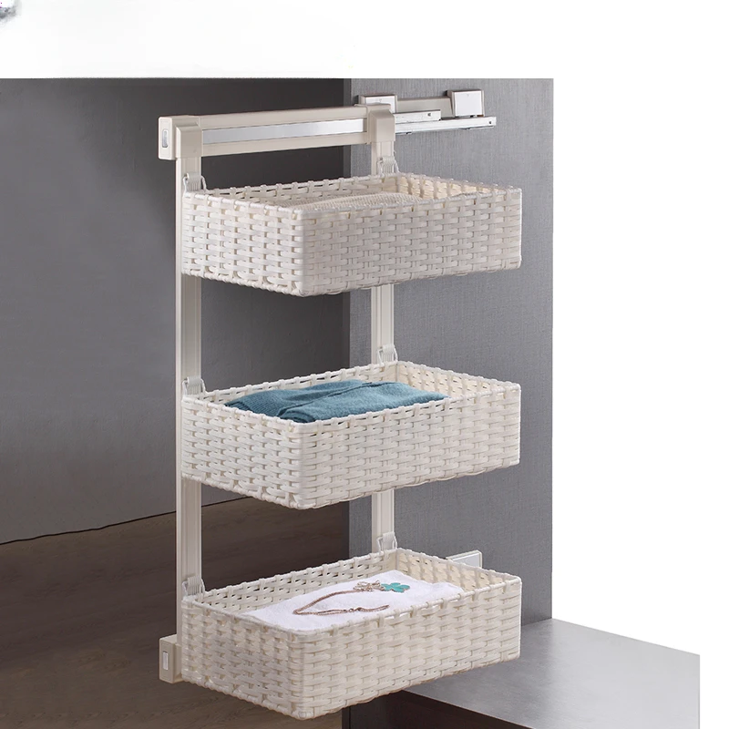 

Wardrobe Accessories Three-layer Side Pull Out Sliding Rattan Storage Drawer