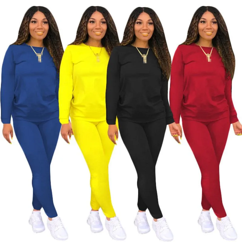 

2 piece set women outfits two piece set women tracksuit pullover pants 2 pieces sets outfits o-neck wholesale