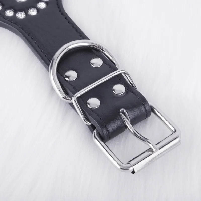 Модные ошейники стразы для домашних питомцев ошейник из искусственной кожи со