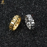 8mm titanium stainless steel chain ring cuban gold silver engagement rings for women men minimalist punk statement band