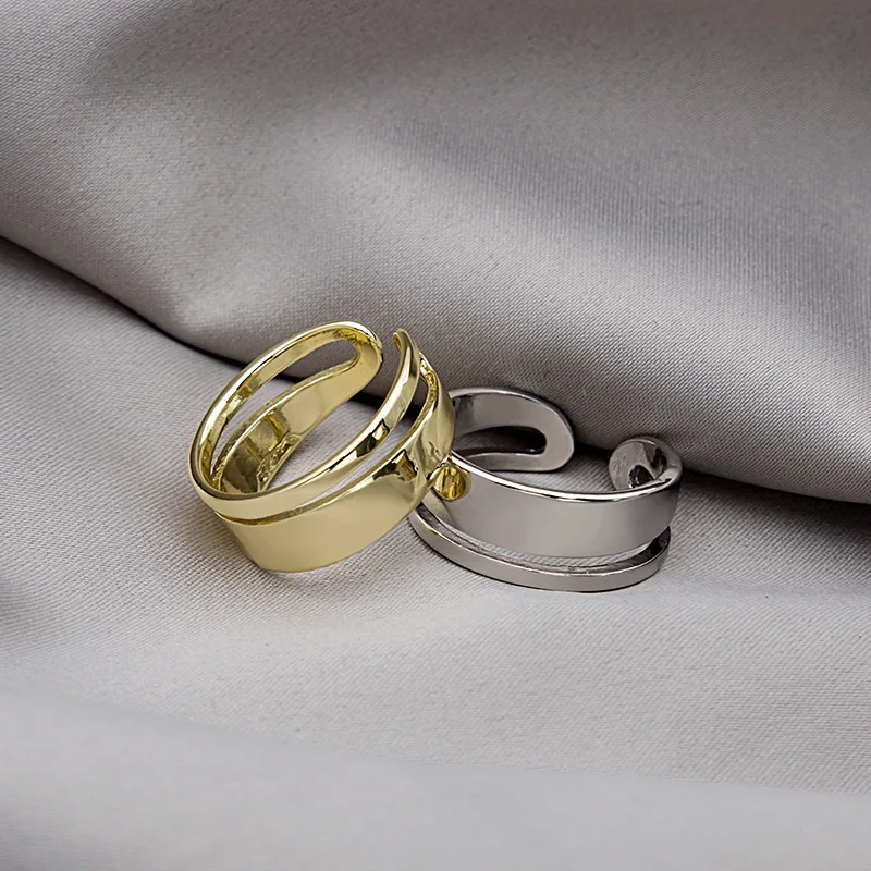 

Delysia King Double open ring hollow irregular lines niche simple ring