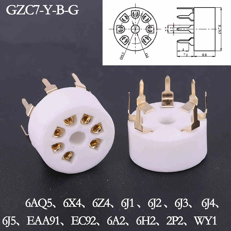 

1 шт. 6AQ5 EAA91 6J1 6J2 6X4 6Z4 ламповая розетка позолоченная розетка для 7-контактного B7G лампового усилителя аудио DIY