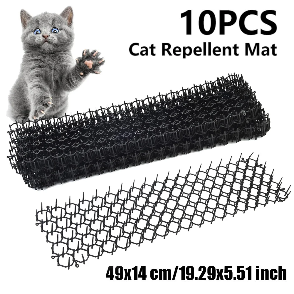 

10PCS ABS Cat Scat Mats Spike Anti-Cat Pest Deterrent Garden Repellent Animal Scarer Garden Yard 49x14 Cm Accessories
