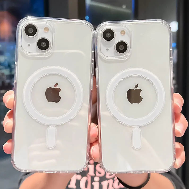 

Shockproof Clear Magnetic For Magsafe Wireless Charge Case For iPhone 11 12 13 14 Pro MAX Plus Mini XR X XS Silicone Hard Cover