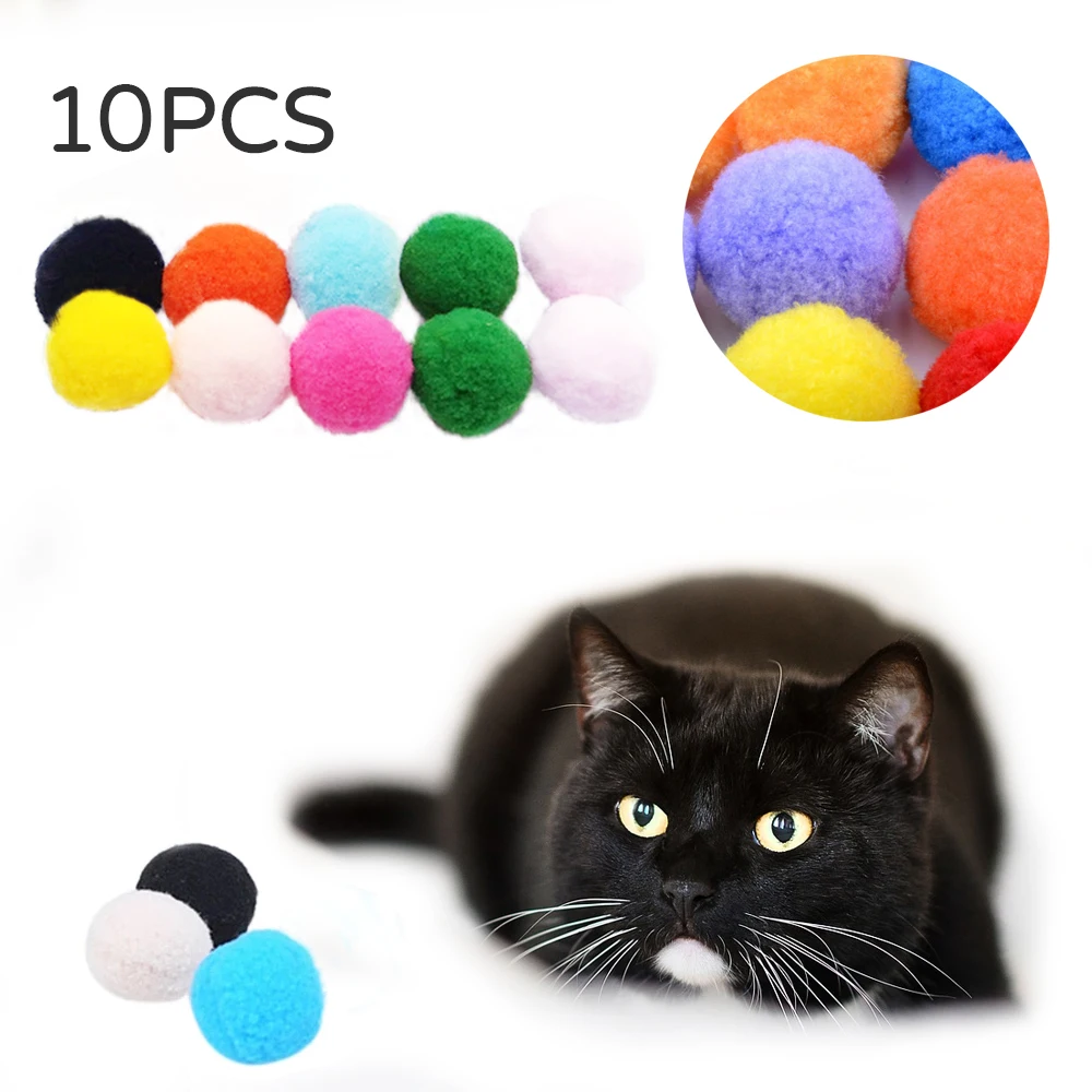 

10pcs Candy Color Cat Dog Toy Plush Balls Kitten Toys Interactive Play Ball Kitten Soft Funny Assorted Pet Play Toys