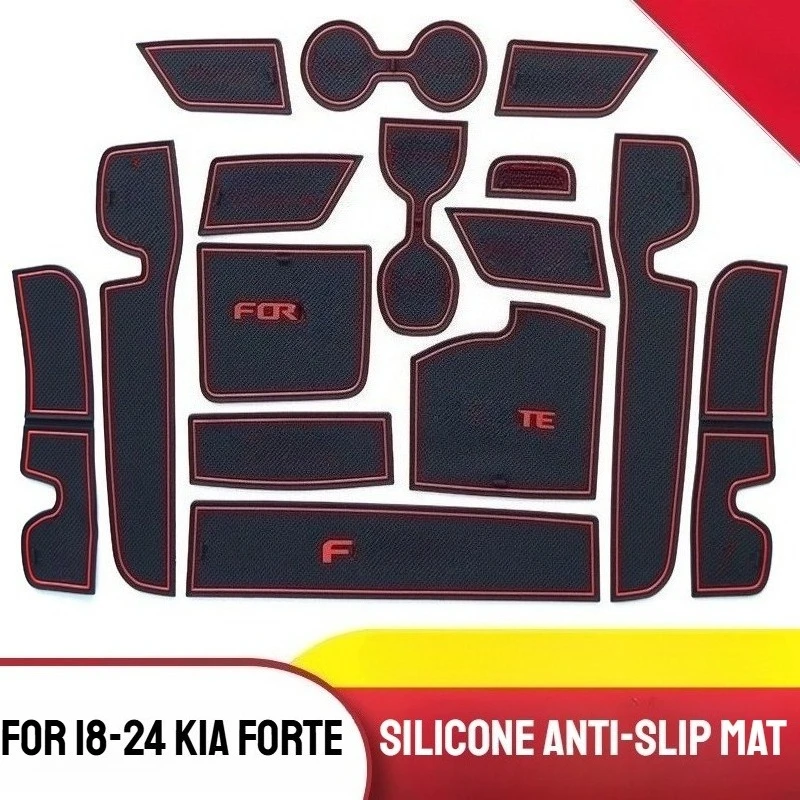 

Для KIA Forte 2018-2024 резиновый автомобильный коврик со слотом для ворот/подкладка Нескользящие автомобильные аксессуары с левым рулем 3 цвета 15 шт