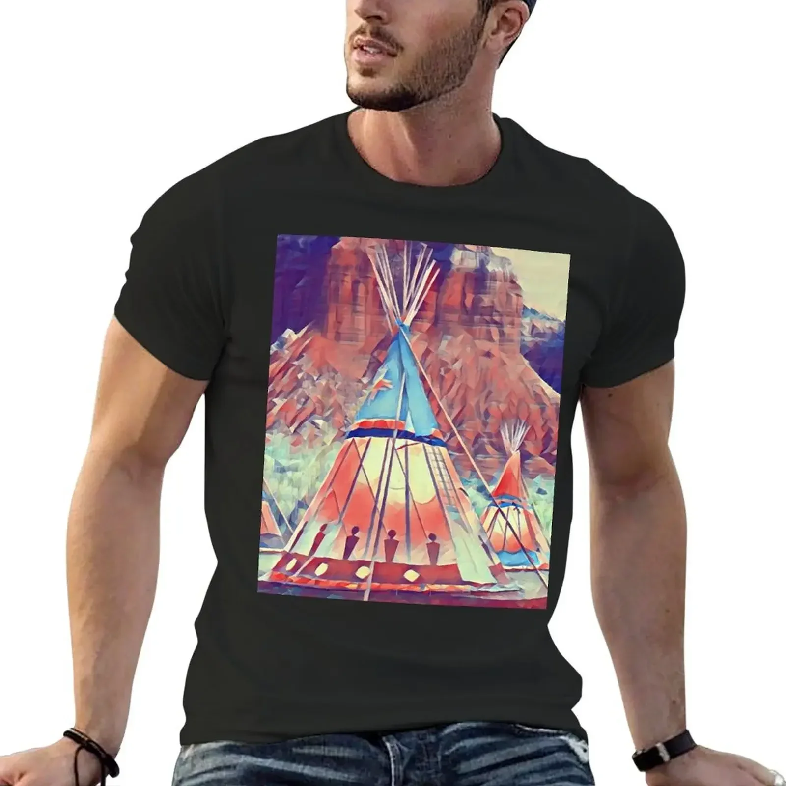 GALATHI Teepee-Painting Indian Tents-футболка на открытом воздухе рубашка заказ футболки с