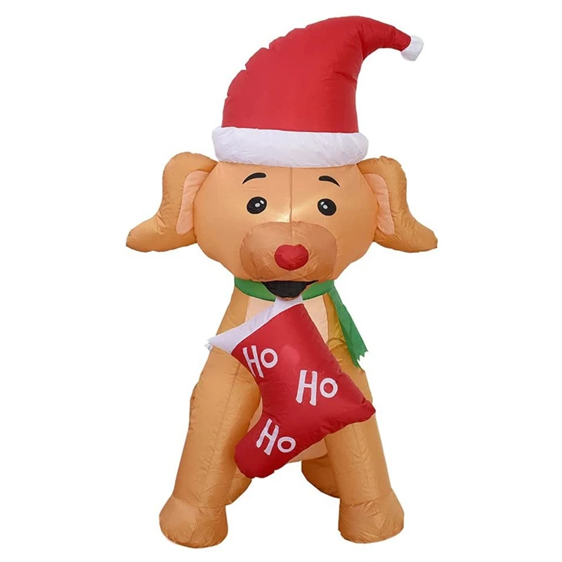 

HOT-Christmas Inflatables Christmas Inflatable Puppy For Yard Lawn Home Garden Christmas Decorations Party EU Plug