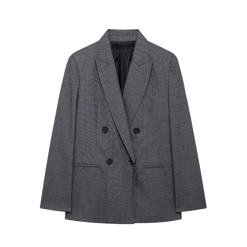 Новинка женская одежда RZRA2024 на осень и зиму с наплечниками двубортный костюм