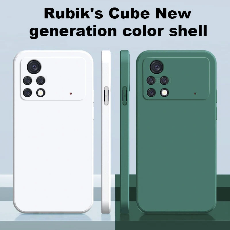 

Original Liquid Silicone Soft Case For Xiaomi POCO M4 M3 X4 Pro 5G M4 M3 Pro 4G F3 X4 NFC Square Shockproof Protection Cover