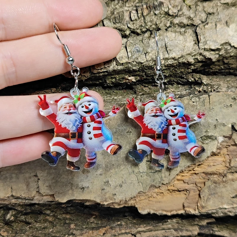 Акриловые серьги Санта-Клауса