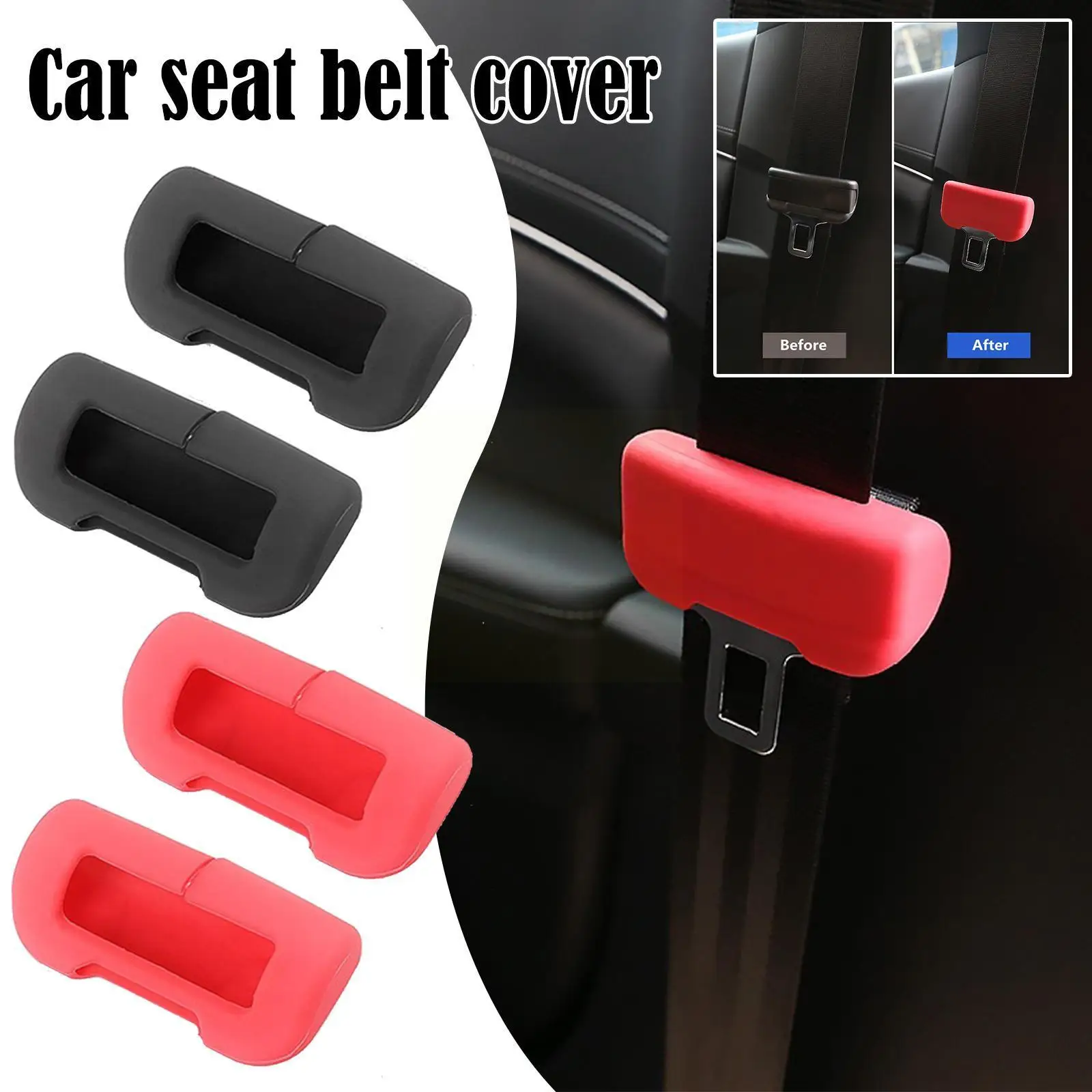 

2pcs for Tesla Model 3/Y Seat Belt Buckle New Car Safety Belt Cover Silicone Collision Avoidance Car Protector Accessories L8S6