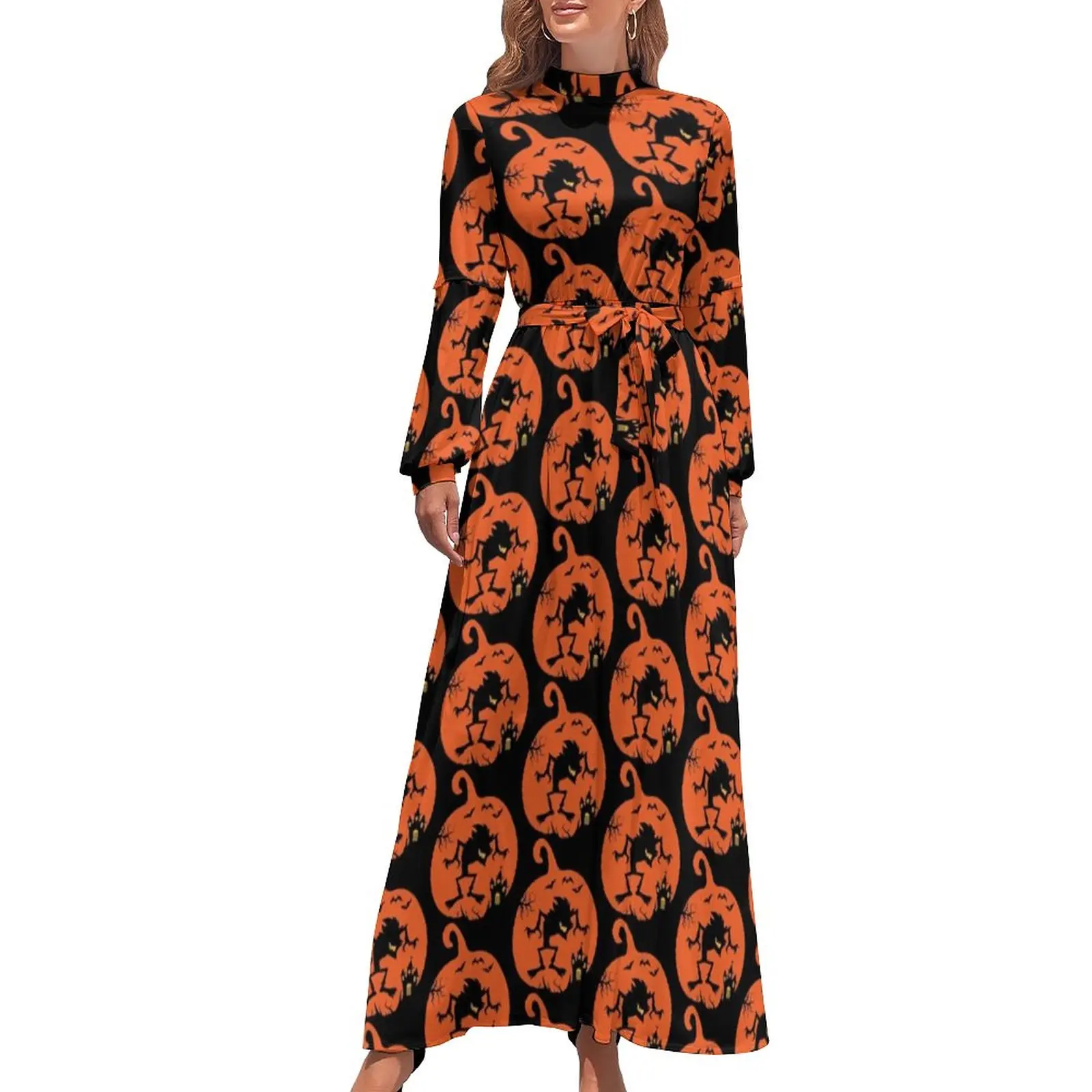 

Halloween Wolf Dress Animal Print Sexy Maxi Dress Aesthetic Bohemia Long Dresses High Waist Custom Clothing