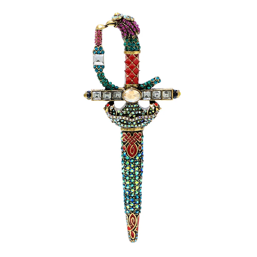 

CINDY XIANG, новинка, стразы, винтажные Буши с мечом для женщин и мужчин, унисекс, большие креативные булавки, модные персонализированные ювелирн...