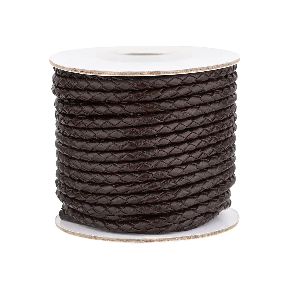 10m/roll 3mm Round Braided Cowhide Cords Black Brown Leather Cord String Rope for Bracelet Necklace Jewelry Making Accessories