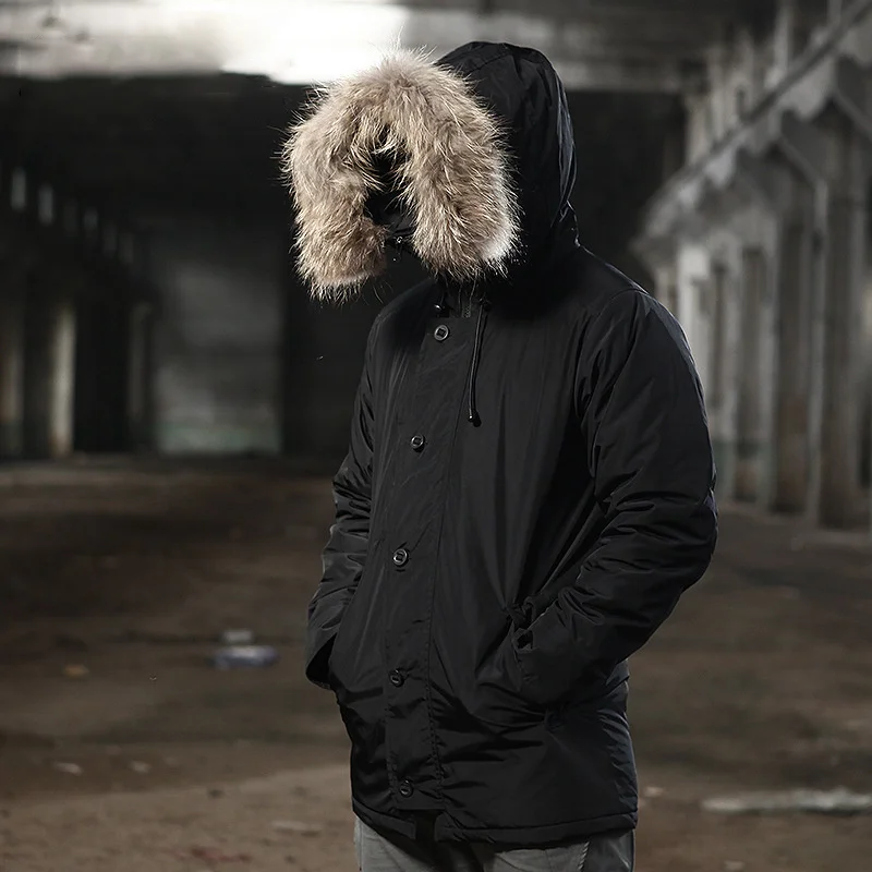 Military Winter N3B Bomber Jacket Men Windbreaker Long Canada Coats Real Fur Collar Thick Warm Waterproof Tactical Parka Male
