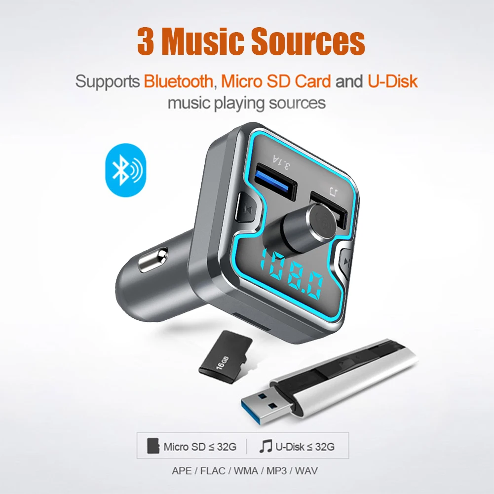 Автомобильный FM-трансмиттер с поддержкой Bluetooth 5 0 и mp3-плеером | Автомобили