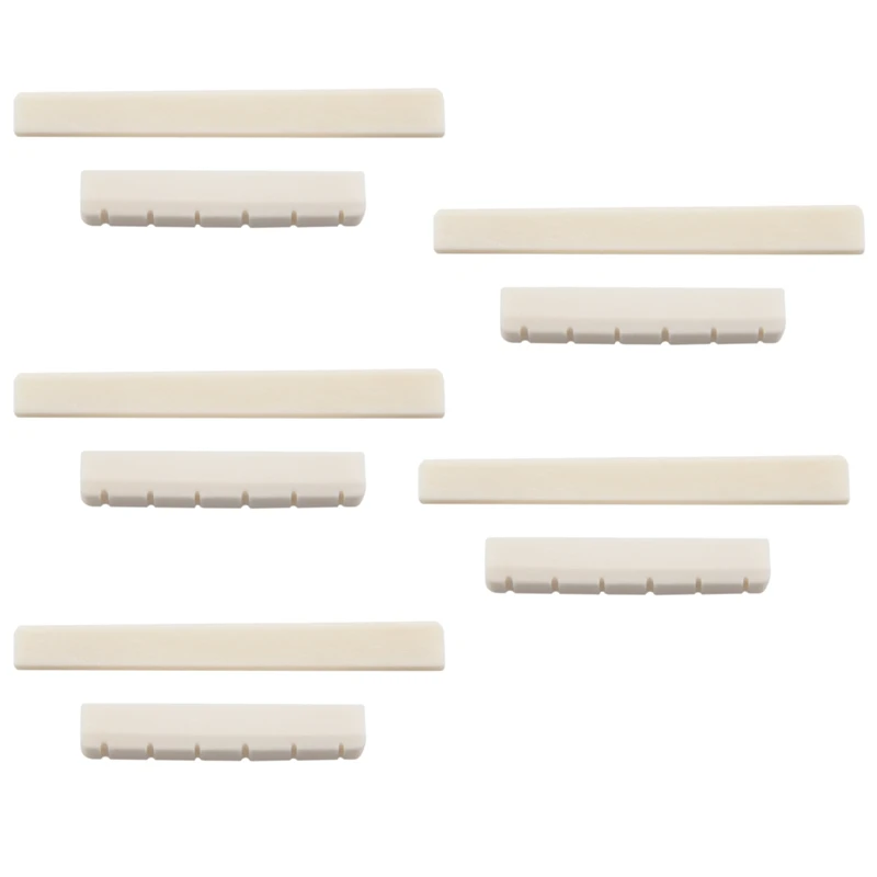 

5X Classical Guitar Bone Slotted Saddle Nut Set