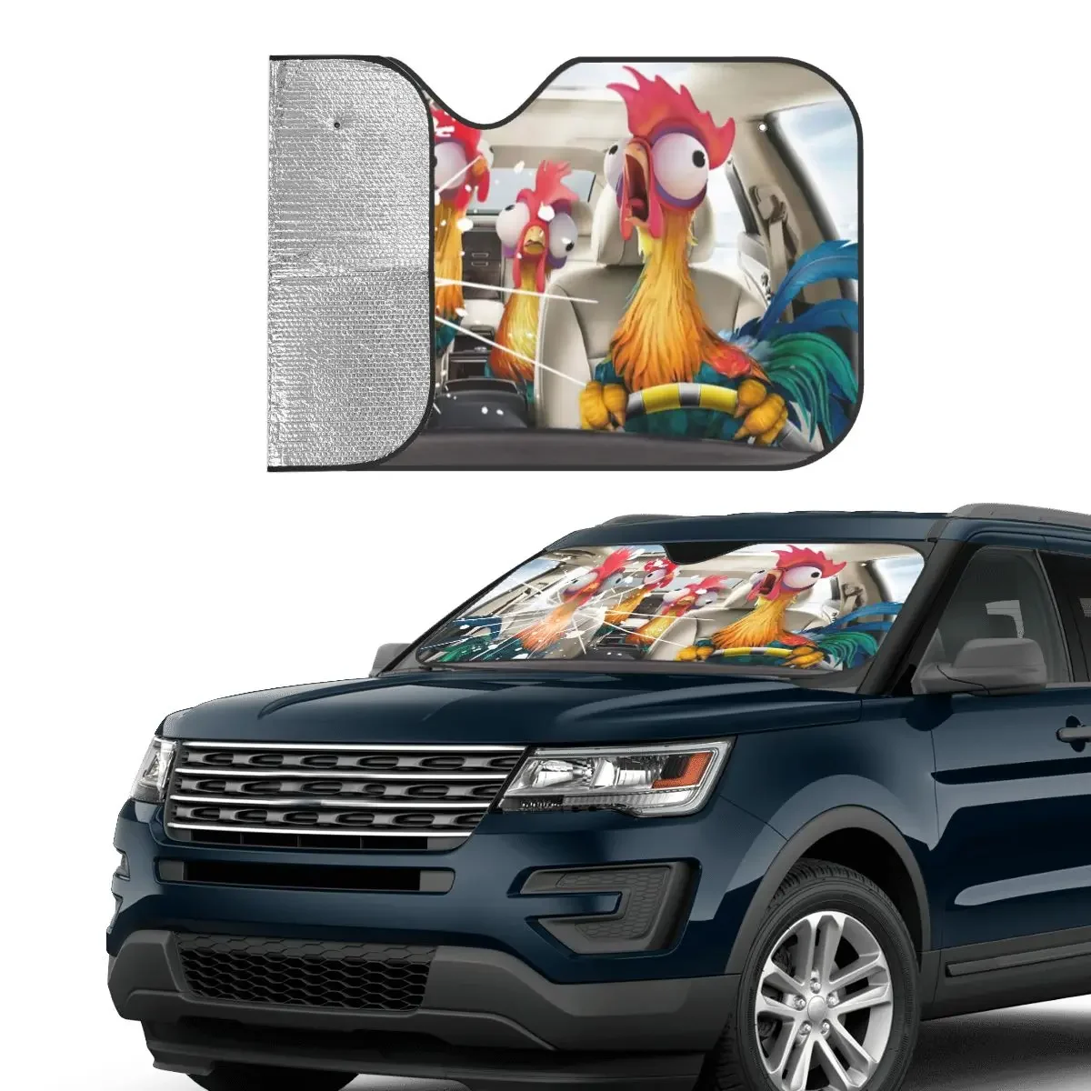 Новинка солнцезащитный козырек для лобового стекла с изображением курицы 70x13 0 см