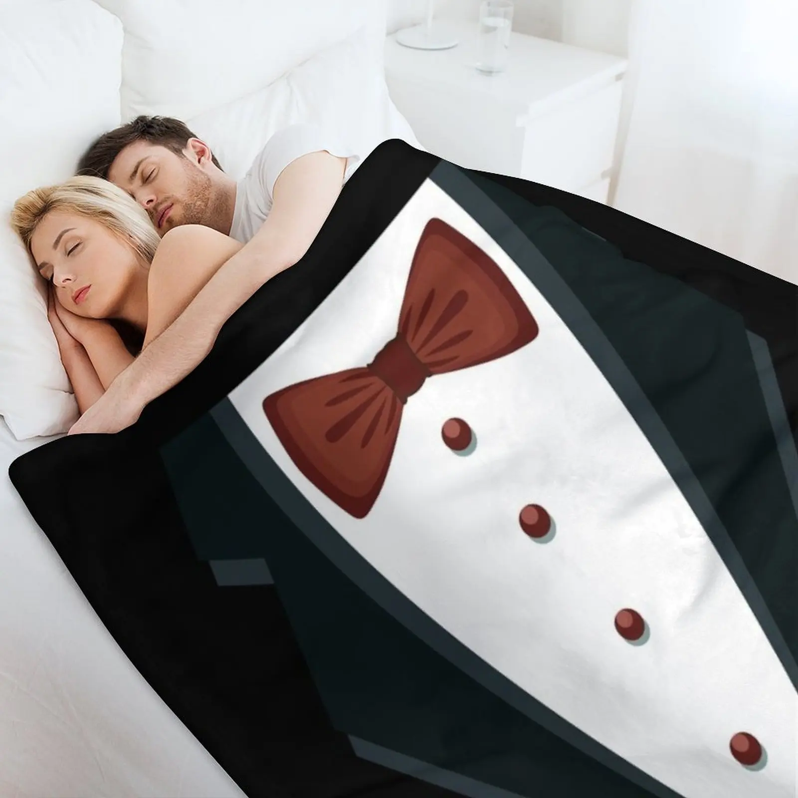 ФУТБОЛКА BLACK TRENZ BOW TIE FUNNY TUXEDO Плед Декоративные одеяла для дивана Одеяла кровати