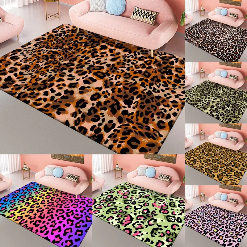 

Carpet Modern Living Room Leopard Rug Fashion Yellow Brown Rectangle Home Bedroom Floor Door Mat Kitchen Area Rug