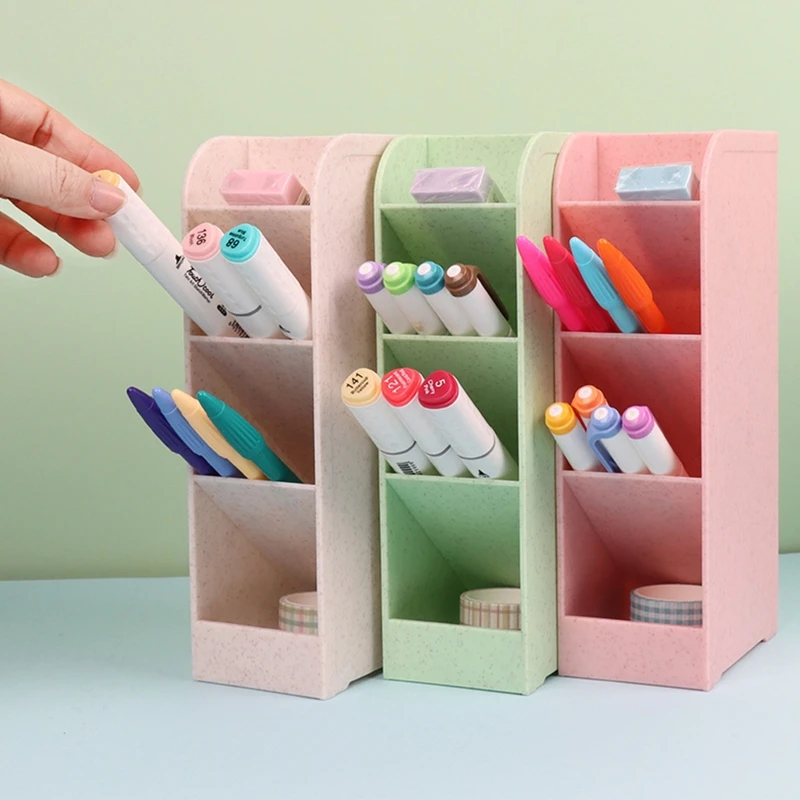 

Desktop Pencil Cup Makeup Storage Holder Stackable Desk Organizer for Kid Adult