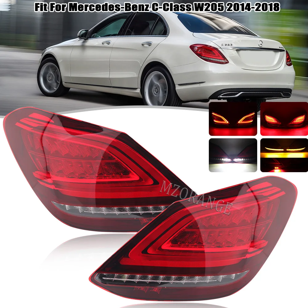 

Задний светодиодный фонарь, красный, 2 шт., задний фонарь для Mercedes Benz C Class C300 W205 2015 2016 2017 2018, левый/правый руль, европейская версия