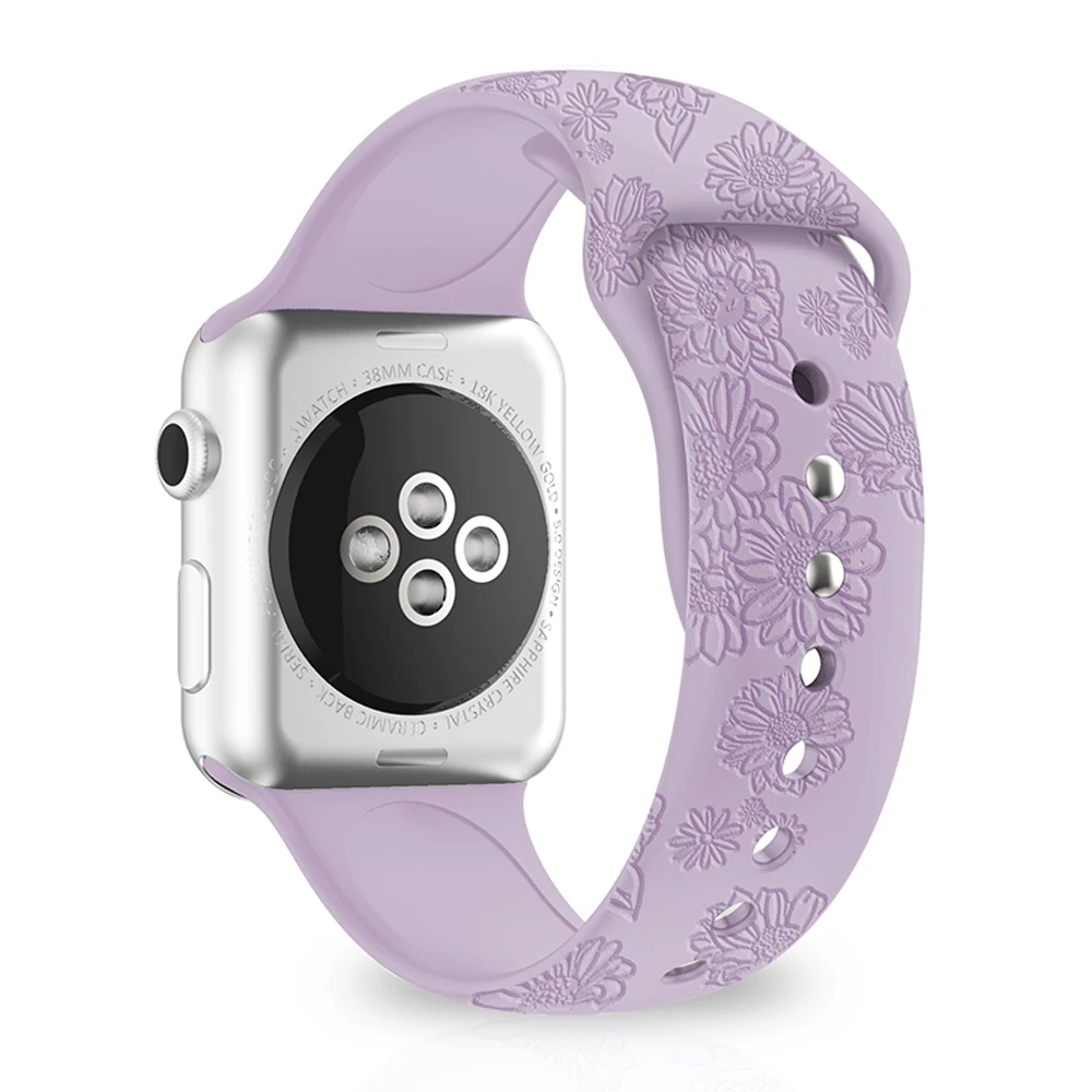 

Sport band for Apple Watch series 7 6 SE 5 4 32 iwatch strap 44mm 40mm 38mm 42mm 41mm 45mm Printed Silicone Bracelet correa