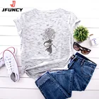 JFUNCY Женская хлопковая Футболка Модные Kawaii Harajuku Графические футболки летние женские футболки с коротким рукавом женские футболки одежда
