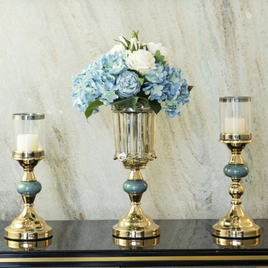 

Nordic Style Candle Holder Decorations Dinner Clear Chic Glass Candles Stand Wedding Living Room Centro De Mesa Home Decorations