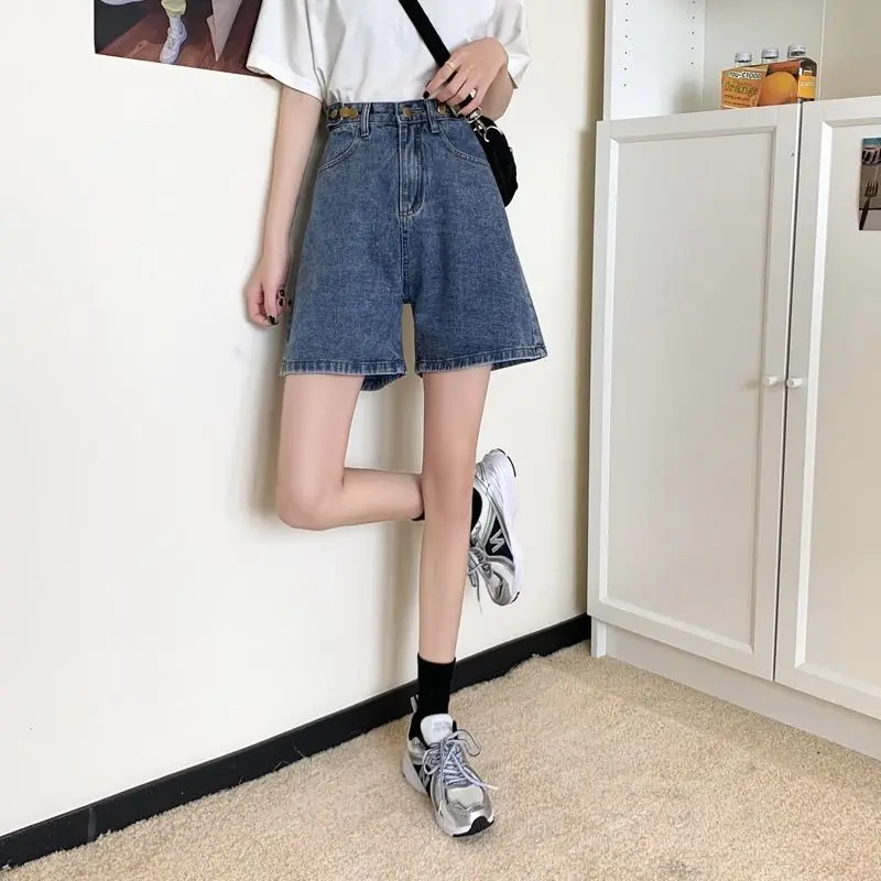 Женские свободные джинсовые шорты BRIDGEWATER прямые широкие брюки с высокой талией в