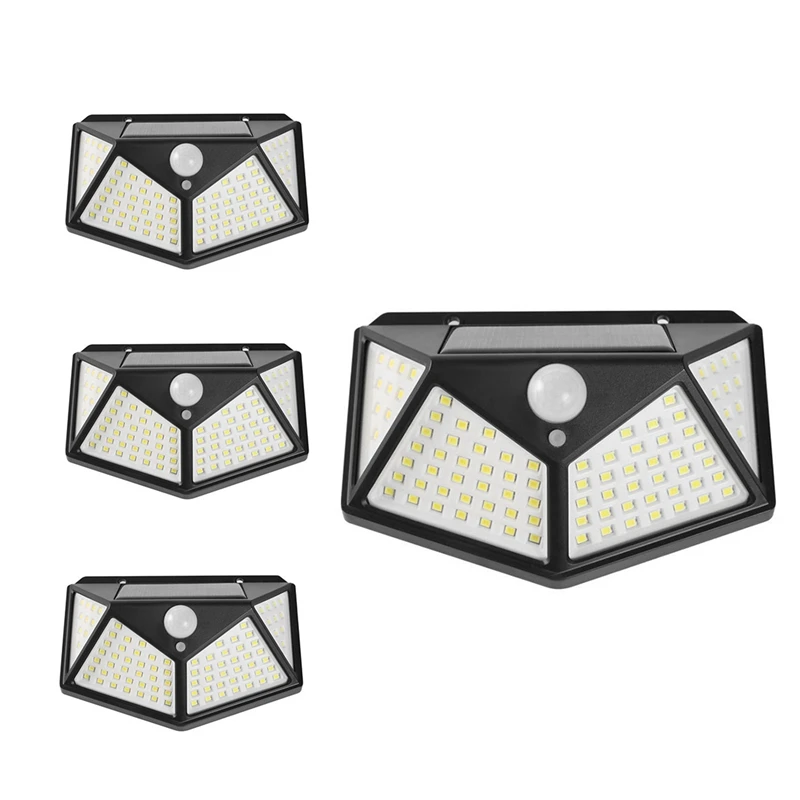 

4Pcs Solar Led Light Outdoor Solar Wall Lamp Garden Decoration Lights With Motion Sensor Waterproof Lamp 100LED 3Mods