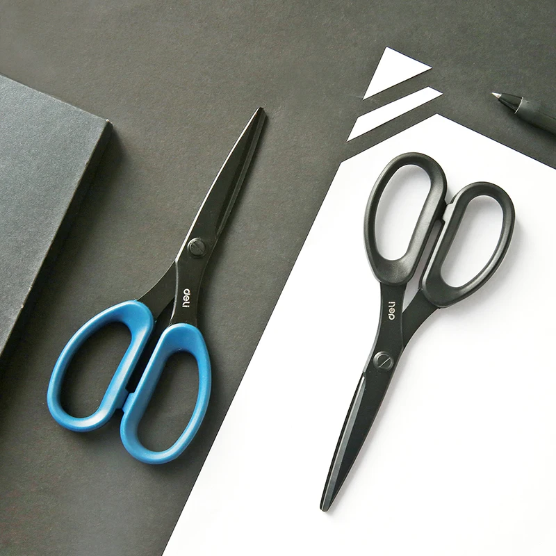 

1pcs Black Blade Scissors PP Resin Handle Safe Round Tip Anti-rust Stainless Steel Cutter Handwork Office School A7050