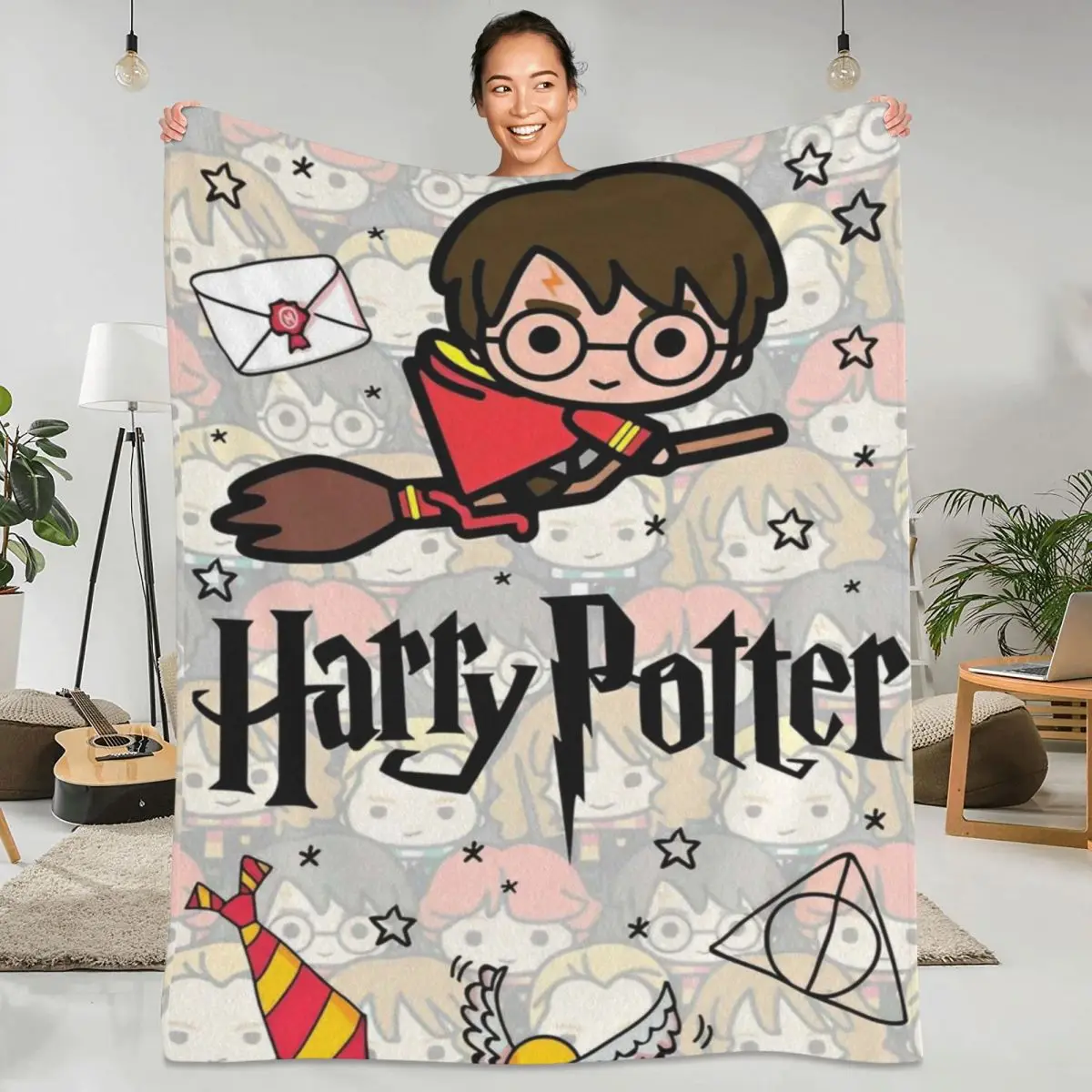 H-HARRY P-POTTER фильм мягкое теплое одеяло фэнтези литература романы плюшевое пушистое