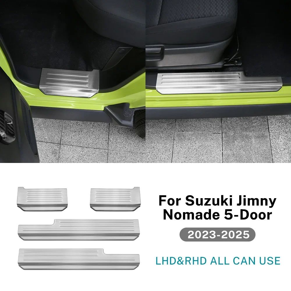 

Для Suzuki Jimny Nomade 5 дверей 2023 2024 2025 накладка на порог автомобиля защитная крышка порог аксессуары из нержавеющей стали