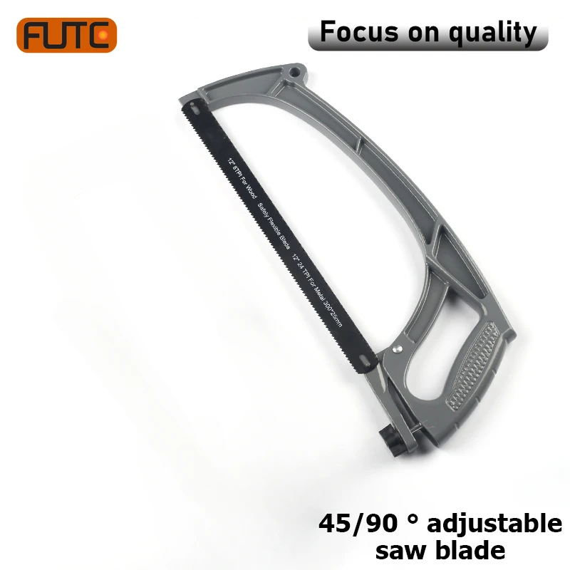 FUTE Aluminum Alloy Steel Saw Frame Bow with Blade Labor-saving Adjustable Handle 12 Inch Household DIY Woodworking Tool