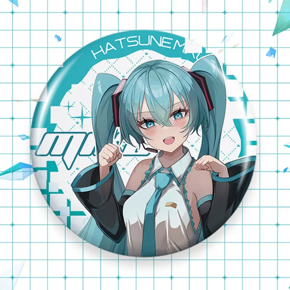 75 мм Kawaii милый Мику аниме круглые булавки мультяшные значки косплей жесть ручной