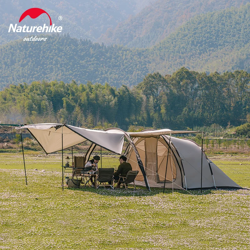 Naturehike Camping Tent Large Area Tent 4-6 Person Tunnel Tent Outdoor Movie Screen Tent Family Travel Tent Waterproof Car Tent