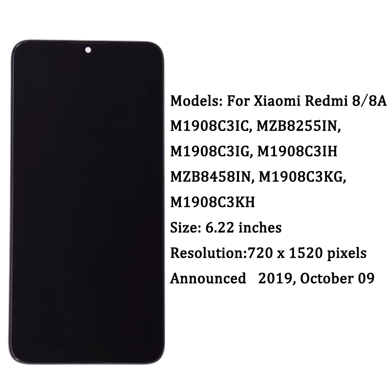 6 22 inches original for xiaomi redmi 8 lcd touch digitizer screen panel for redmi 8a display assembly replacement phone part free global shipping