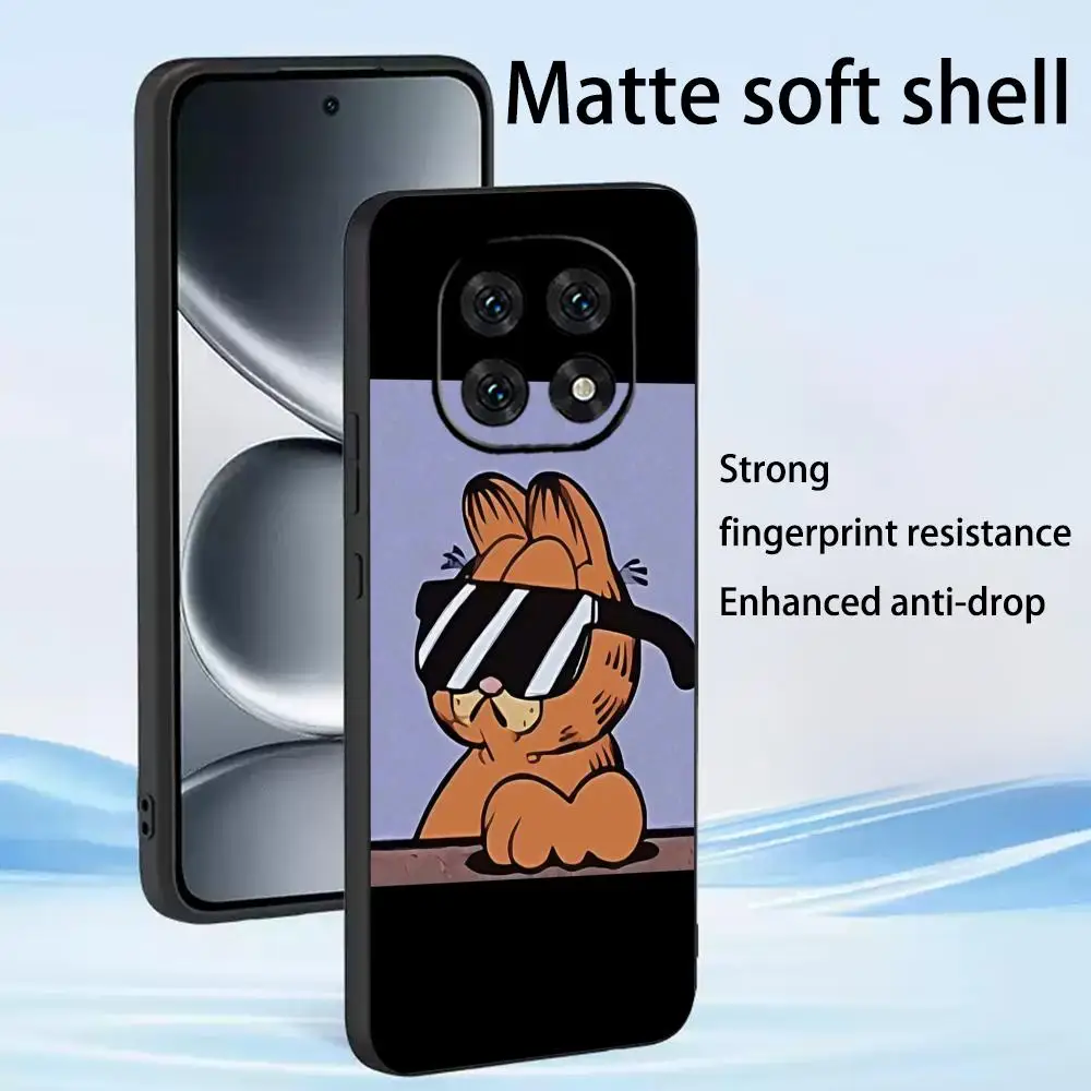 Фото Модный чехол для телефона с милым котиком Garfi и крутым дизайном для Redmi Note 17 15 14 13 12 11 Pro Plus S 5G, мягкий черный чехол. №2