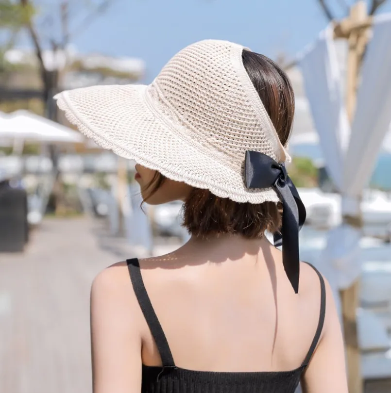 Sombrero de pescador plegable para mujer, protector solar para exteriores, sombrilla para playa, con protección UV sombrero de paja, novedad de verano 2022