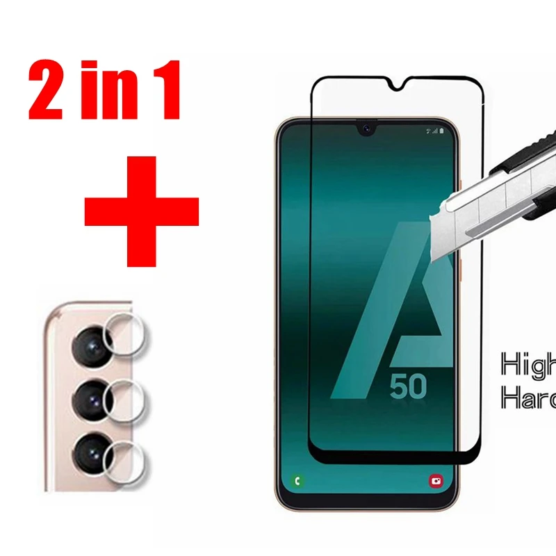 Защитное стекло 2 в 1 для Samsung A50/A40/A10/A70/A20/A30/A32/A52/A72 |