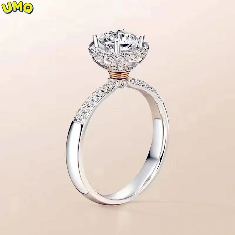 

1 Carat Real Moissanite Engagement Rings for Women Platinum Plating Sterling Silver Bouquet Diamond Wedding Band Fine Jewelry
